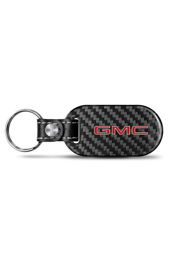 for GMC in Red Real Black Carbon Fiber Tag Style Key Chain, Official Licensed