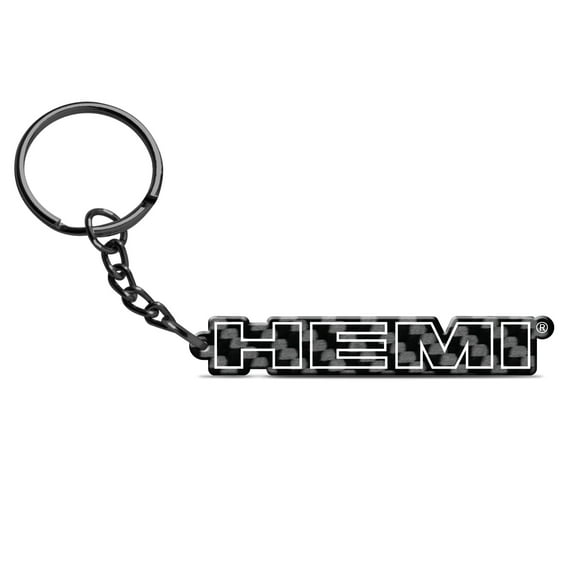 iPick Image for HEMI Black Real Carbon Fiber Logo Shape Cut Key Chain, Official Licensed