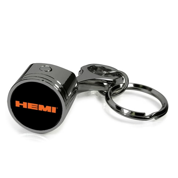iPick Image for HEMI Logo Black-Chrome Finish Engine Piston and Rod Metal Key Chain, Official Licensed