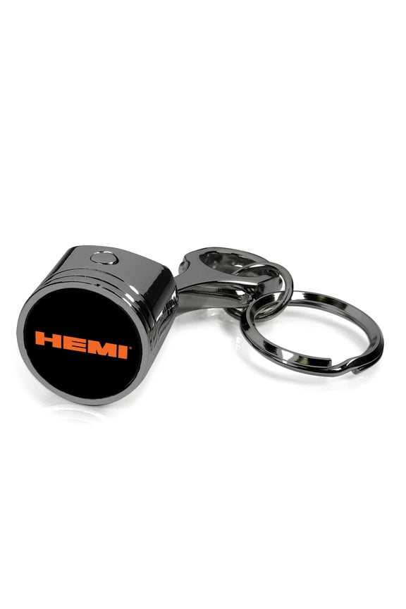 for HEMI Logo Black-Chrome Finish Engine Piston and Rod Metal Key Chain, Official Licensed