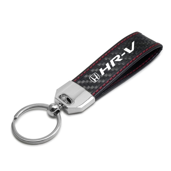 iPick Image for Honda HR-V Real Black Carbon Fiber Loop Strap Key Chain with Red Stitching, Official Licensed