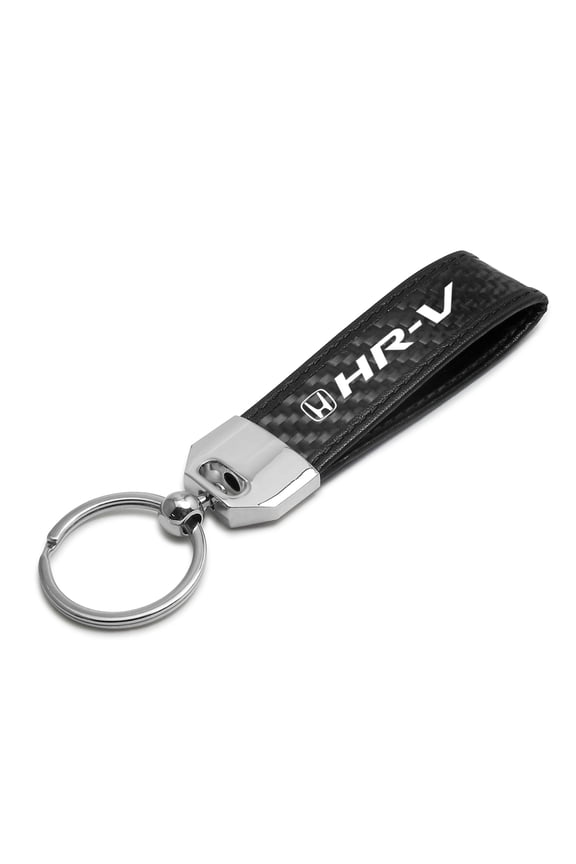 for Honda HR-V Real Carbon Fiber Leather Strap Key Chain with Black stitching, Official Licensed