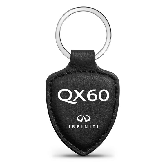 iPick Image for Infiniti QX60 Logo Black Real Leather Shield-Style Key Chain, Official Licensed