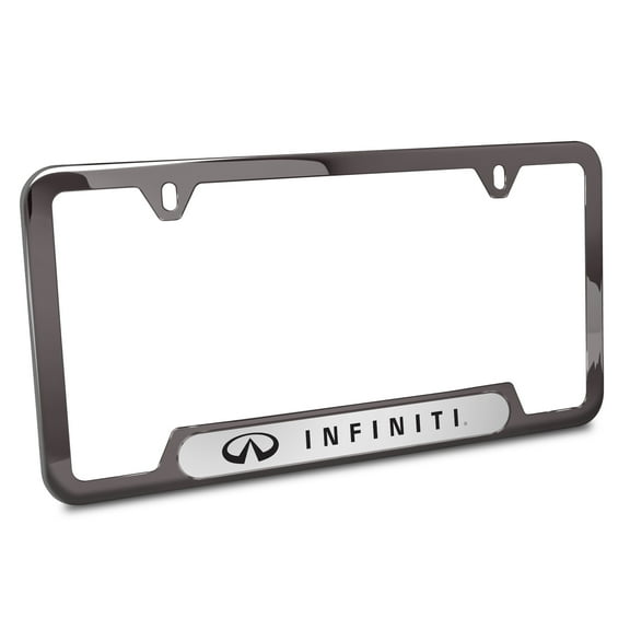 iPick Image for Infiniti in 3D Embossed Silver Insert Gunmetal Finish 50 States Stainless Steel License Plate Frame, Official Licensed