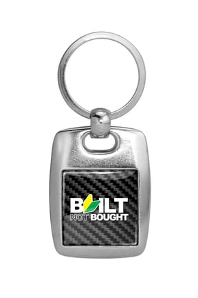 for JDM Built-Not-Bought Black Carbon Fiber Backing Brush Metal Key Chain, Official Licensed