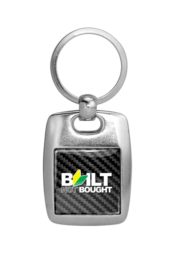 for JDM Built-Not-Bought Black Carbon Fiber Backing Brush Metal Key Chain, Official Licensed