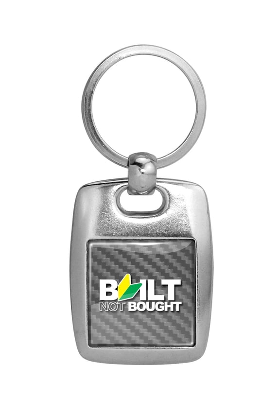 for JDM Built-Not-Bought Silver Carbon Fiber Backing Brush Metal Key Chain, Official Licensed