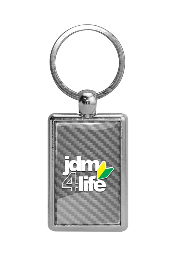 for JDM JDM-for-Life Silver Carbon Fiber Backing Brush Rectangle Metal Key Chain, Official Licensed