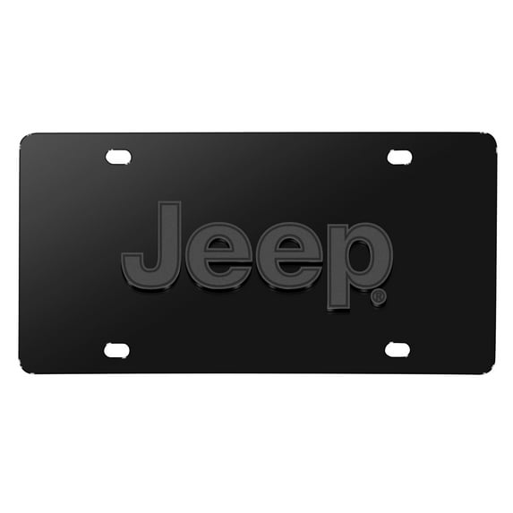 iPick Image for Jeep 3D Dark Gray Logo on Black Stainless Steel License Plate, Official Licensed