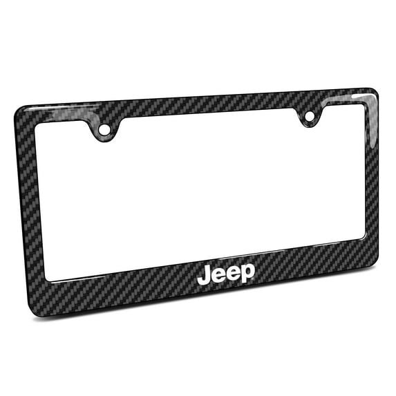 iPick Image for Jeep Black Carbon Fiber Look ABS Plastic License Plate Frame, Official Licensed