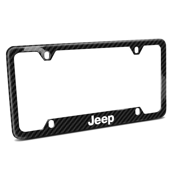iPick Image for Jeep Black Real 3K Carbon Fiber 50 States 4 Holes License Plate Frame, Official Licensed