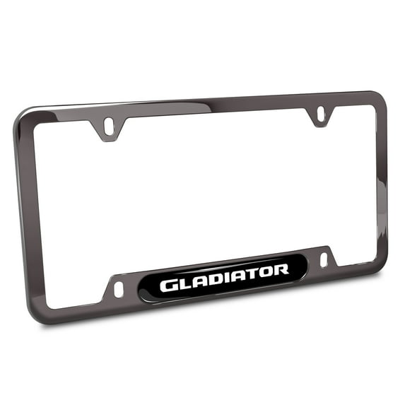 iPick Image for Jeep Gladiator Black Insert Gunmetal Chrome Stainless Steel License Plate Frame, Official Licensed