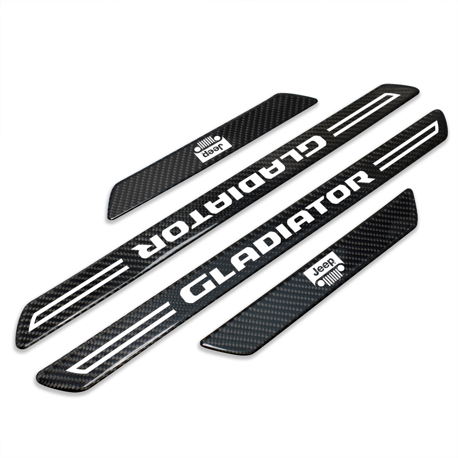 iPick Image for Jeep Gladiator Black Real Carbon Fiber 4 Pcs Universal Car Door Sill Step Protector Kick Plates Set of 4 Official Licensed