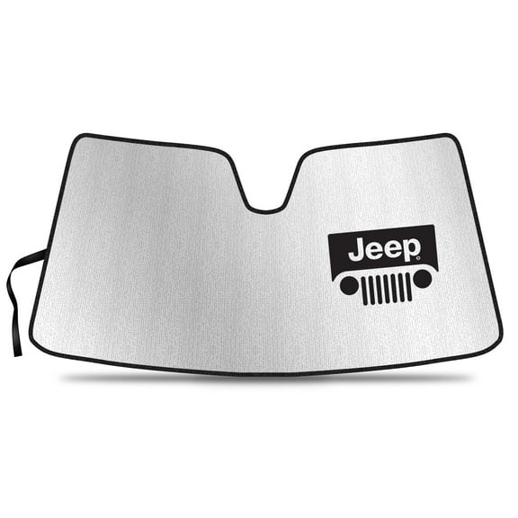 iPick Image for Jeep Grand Cherokee 2014 to 2021 Custom Fit Silver Reflective Bubble Roll-up Auto Windshield Sun Shade, Official Licensed