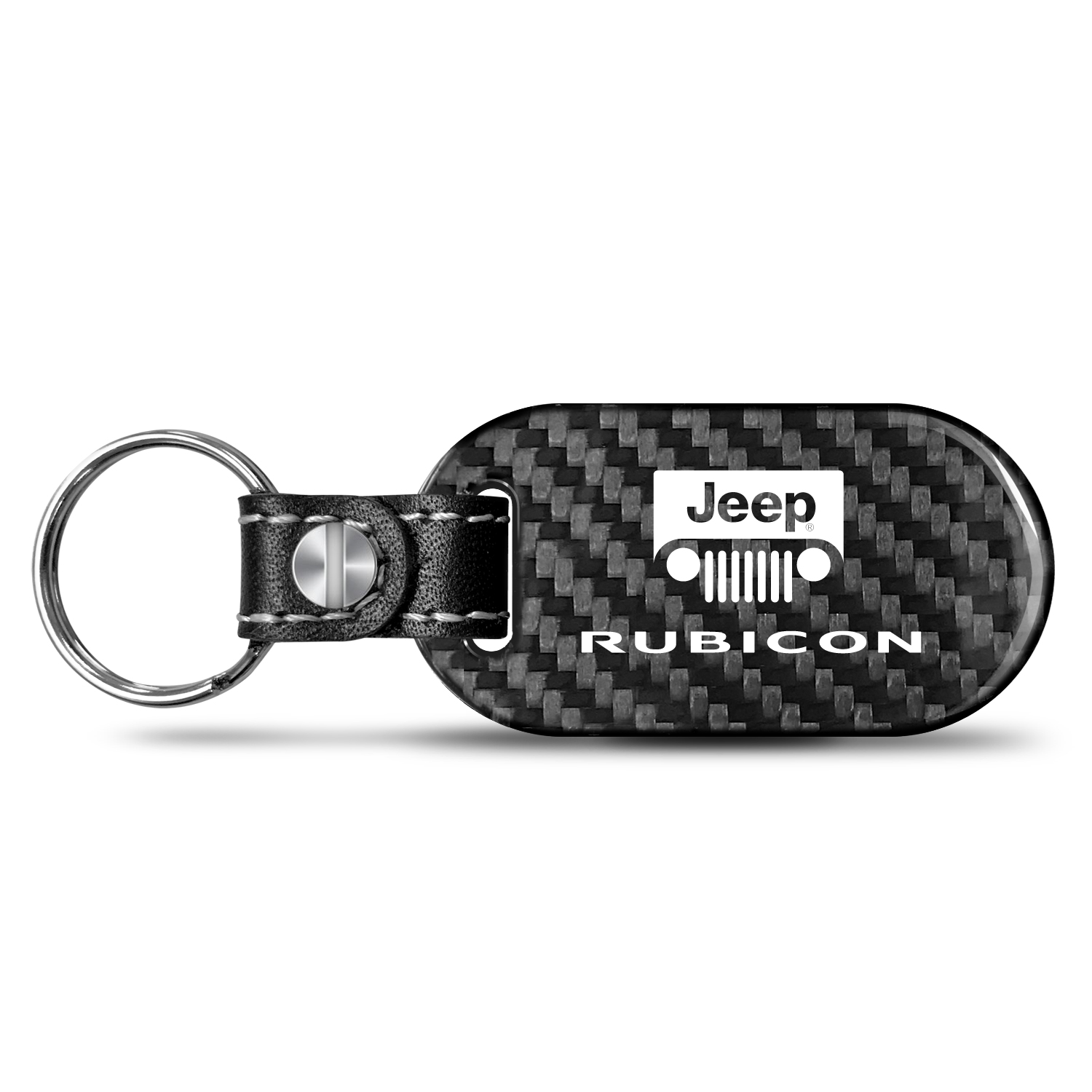 iPick Image for Jeep Rubicon Wrangler 100% Real Black Carbon Fiber Tag Style Key Chain, Official Licensed