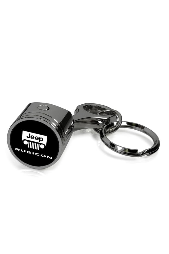for Jeep Rubicon Wrangler Black-Chrome Finish Engine Piston and Rod Metal Key Chain, Official Licensed