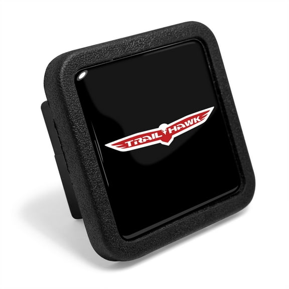 iPick Image for Jeep Trailhawk Black Rubber Heavy-Duty 2" Trailer Tow Hitch Receiver Cover for Class 3 and Class 4, Official Licensed