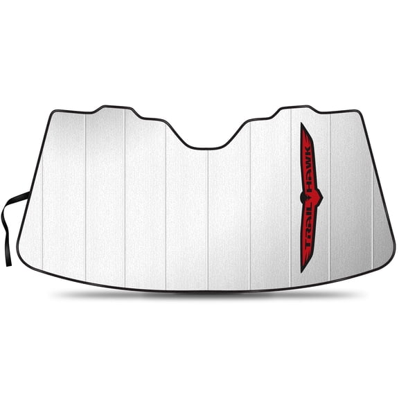 iPick Image for Jeep Trailhawk Logo Universal Fit Enforced Stand-Up Auto Windshield Sun Shade at Jumbo Size 59"x 30", Official Licensed