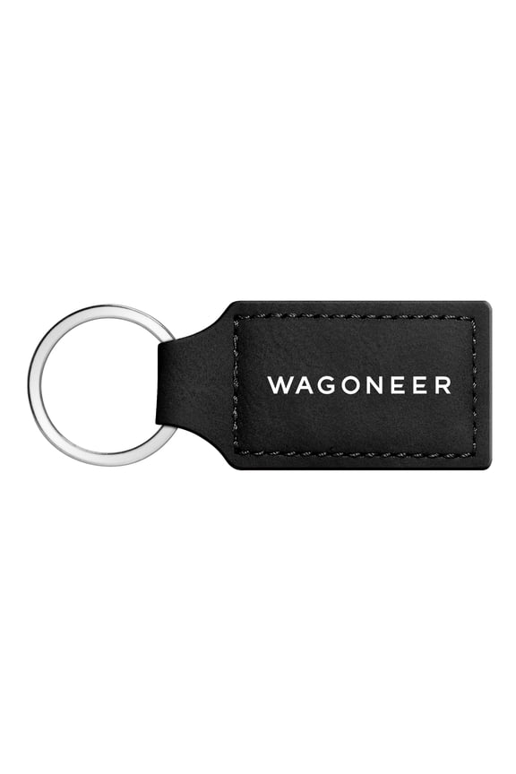 for Jeep Wagoneer Rectangular Black Leather Key Chain, Official Licensed