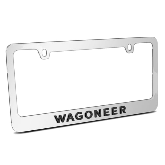 iPick Image for Jeep Wagoneer in 3D Black on Mirror Chrome Metal License Plate Frame, Official Licensed