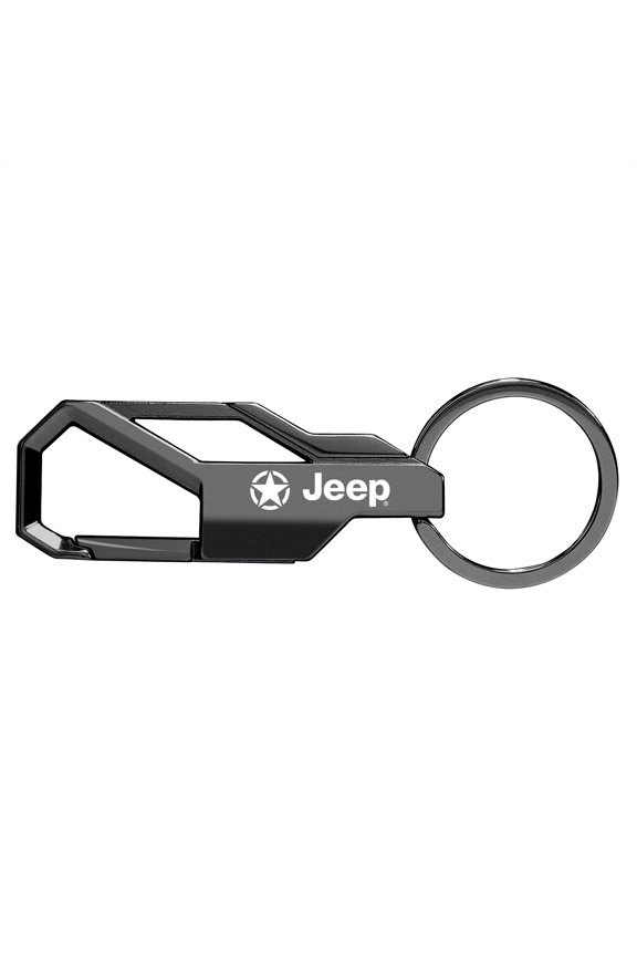 for Jeep Willys Star Logo Gunmetal Black Snap Hook Metal Key Chain, Official Licensed