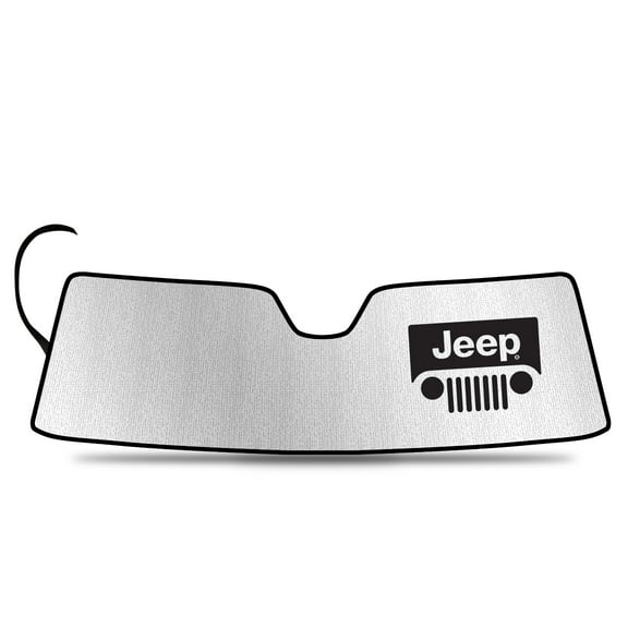 iPick Image for Jeep Wrangler 2019 to 2022 Custom Fit Silver Reflective Bubble Roll-up Auto Windshield Sun Shade, Official Licensed