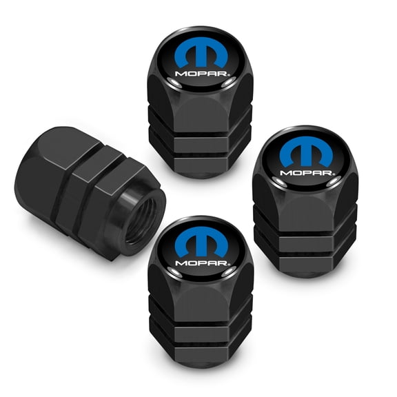 iPick Image for Mopar Logo in Black on Black Hexagon Shape Aluminum Tire Valve Stem Caps, Official Licensed