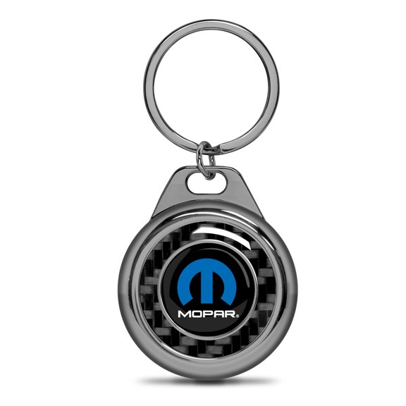 iPick Image for Mopar M Logo Real Black Carbon Fiber Gunmetal Roundel Metal Case Key Chain, Official Licensed