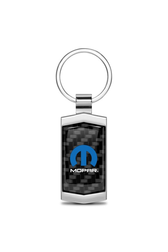 for Mopar Real Black Carbon Fiber Chrome Metal Case Key Chain, Official Licensed