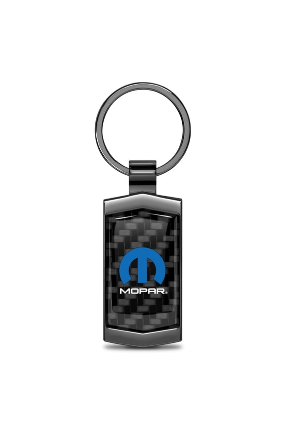 for Mopar Real Black Carbon Fiber Gunmetal Black Metal Case Key Chain, Official Licensed