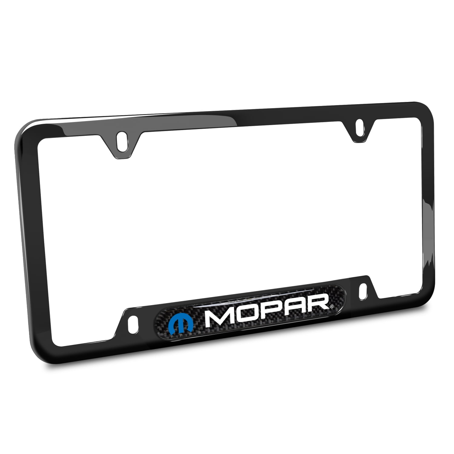 iPick Image for Mopar Real Carbon Fiber Insert Black Stainless Steel License Plate Frame, Official Licensed