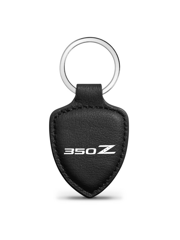 for Nissan 350Z Black Real Leather Shield-Style Key Chain, Official Licensed