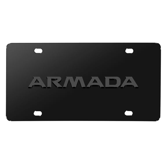 iPick Image for Nissan Armada 3D Dark Gray Logo on Black Stainless Steel License Plate, Official Licensed