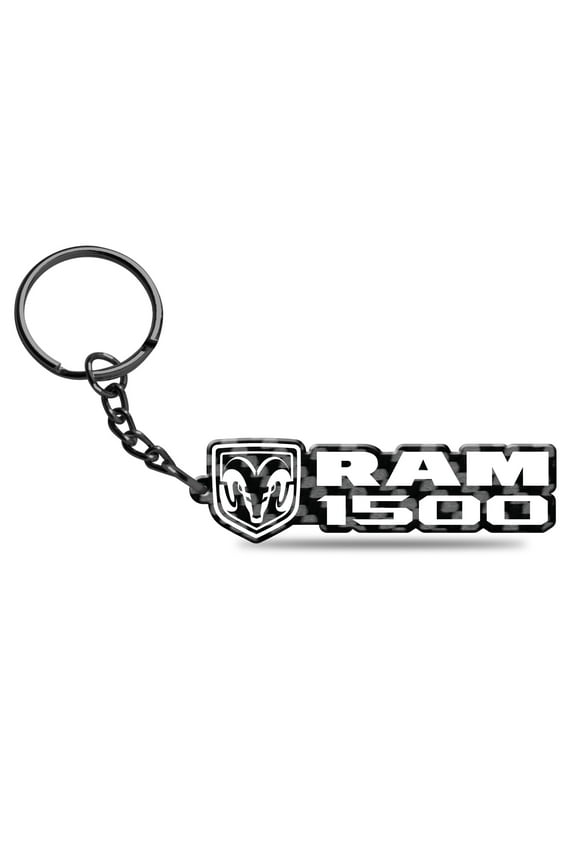 for RAM 1500 Black Real Carbon Fiber Logo Shape Cut Key Chain, Official Licensed