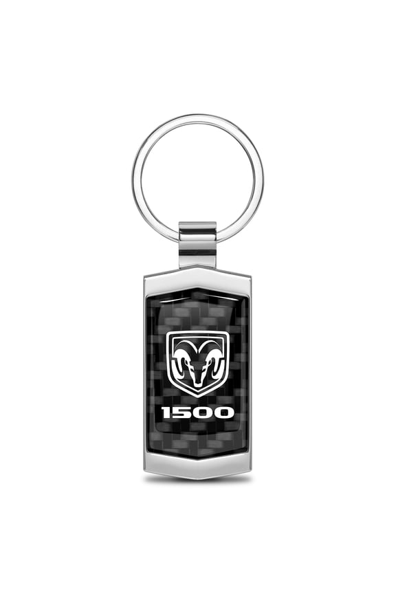 for RAM 1500 Real Black Carbon Fiber Chrome Metal Case Key Chain, Official Licensed