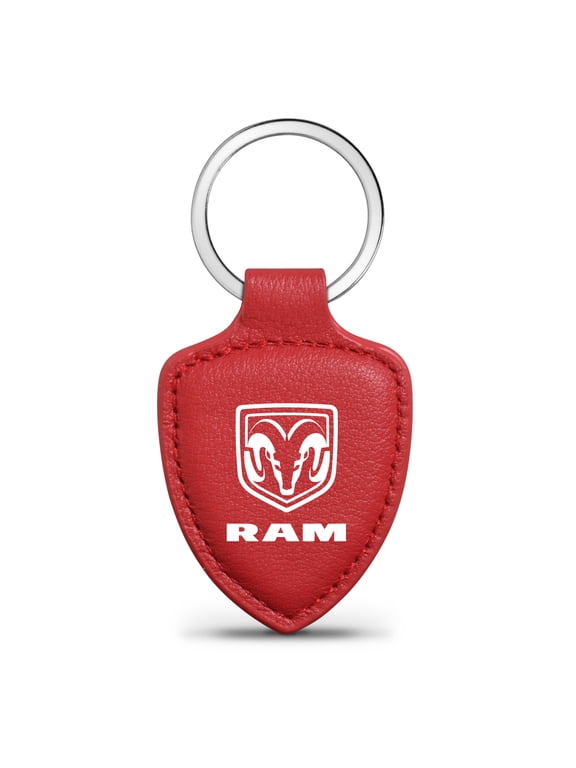 for RAM Logo Soft Real Red Leather Shield-Style Key Chain, Official Licensed