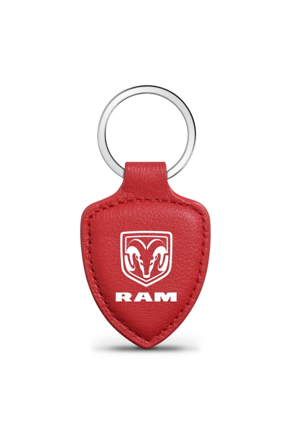 for RAM Logo Soft Real Red Leather Shield-Style Key Chain, Official Licensed