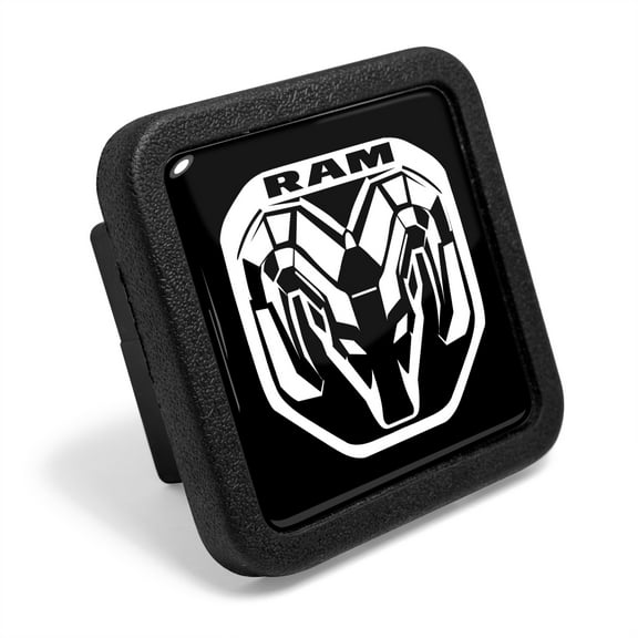 iPick Image for RAM New Logo Black Rubber Heavy-Duty 2" Trailer Tow Hitch Receiver Cover for Class 3 and Class 4, Official Licensed
