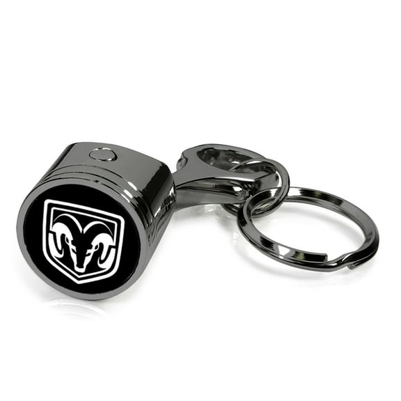 iPick Image for RAM head Logo Black-Chrome Finish Engine Piston and Rod Metal Key Chain, Official Licensed