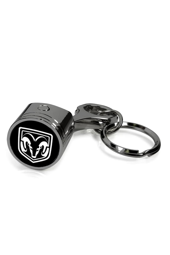 for RAM head Logo Black-Chrome Finish Engine Piston and Rod Metal Key Chain, Official Licensed