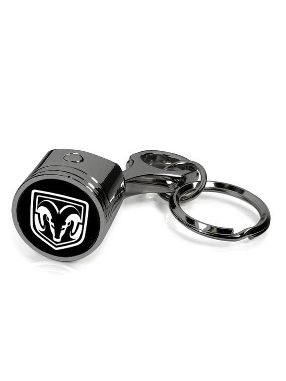 for RAM head Logo Black-Chrome Finish Engine Piston and Rod Metal Key Chain, Official Licensed