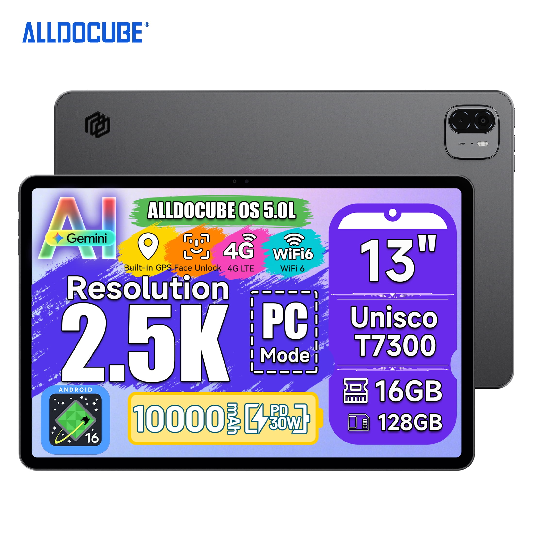 Alldocube iPlay 70 Max Pro 13 in Tablet, 128GB, Android 16, Wi-Fi