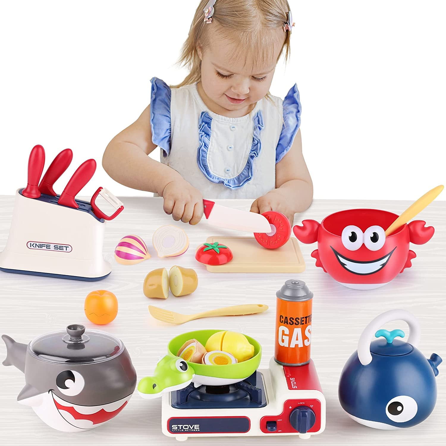 iPlay, iLearn Play Kitchen Accessories, Toddler Cooking Toys Set