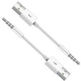 thumbnail image 1 of for iPod Shuffle Cable, 2-Pack 3.5mm Jack Plug to USB Charger + SYNC Data Replacement Cable Compatible for Apple iPod Shuffle 3rd 4th 5th Generation MP3/MP4 - White, 1 of 1