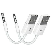 كابل iPod Shuffle ، 2 Pack 3.5mm Jack / Plug to USB Power Charger Sync Data Transfer Cable for iPod Shuffle 3rd 4th MP3 / MP4