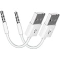 thumbnail image 1 of iPod Shuffle Cable, 2 Pack 3.5mm Jack/Plug to USB USB Power Charger Sync Data Transfer Cable for iPod Shuffle 3rd 4th MP3/MP4, 1 of 3