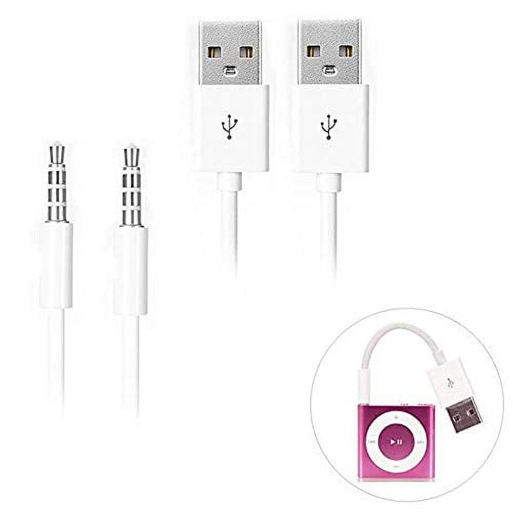 iPod Shuffle Cable, iAbler 2 Pack 3.5mm Jack/Plug to USB USB Power