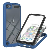 iPod Touch 5 6 7 Case, TOPSHE Case with Build-in Screen Protector Full Body Protection Rugged Shockproof Anti-scratch Clear Back Cover for Apple iPod Touch 5th 6th 7th Generation, Blue