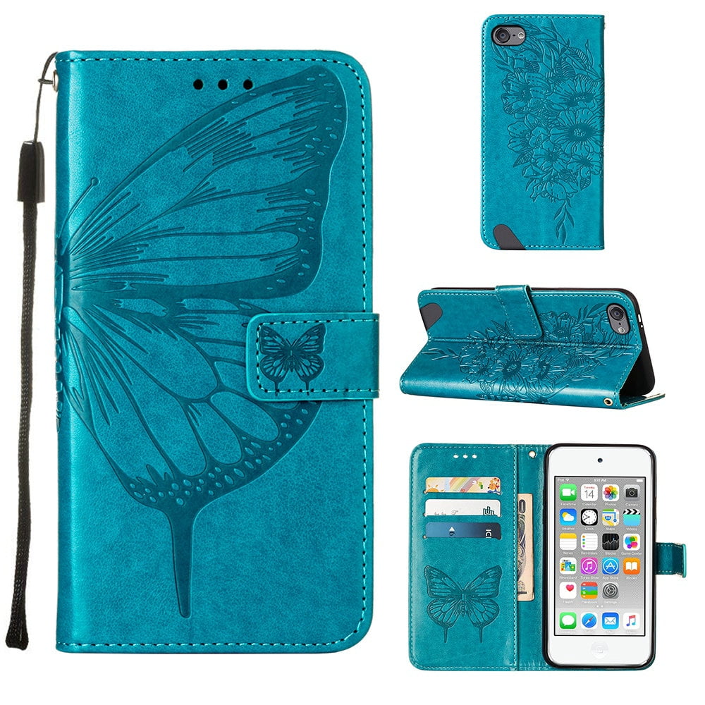 iPod Touch 7 Case,iPod Touch 6 Case, Embossed Butterfly PU