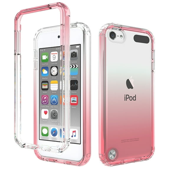iPod Touch 7th Generation Case, iPod Touch 6 Case, Mantto Full body Clear Cover PC + TPU Heavy Duty Shockproof Anti-Scratch Gradient Bumper Rugged Cover for iPod Touch 7th/6th/5th Gen - Red